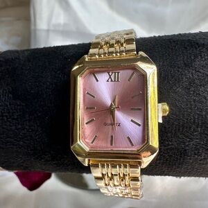 Classic square Gold and Pink Watch